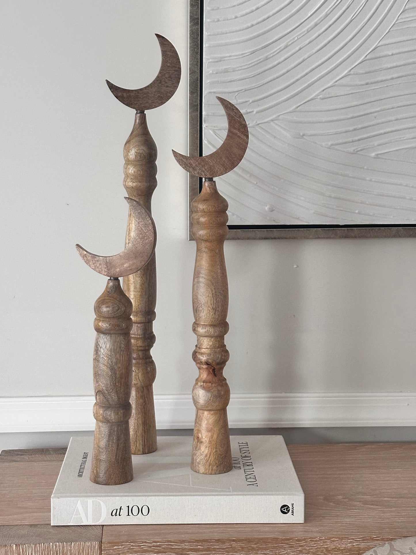 Ramadan Crescent Wooden Stand _ Set of 3