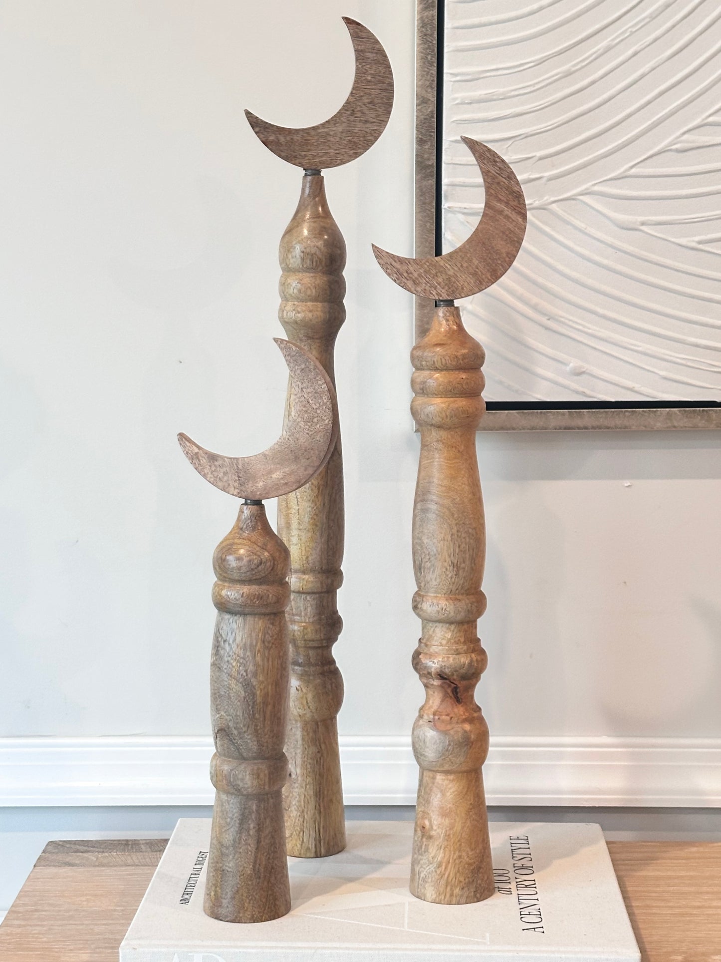 Ramadan Crescent Wooden Stand _ Set of 3