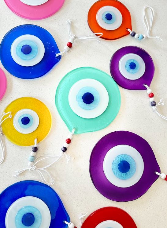 Glass Round Evil Eye