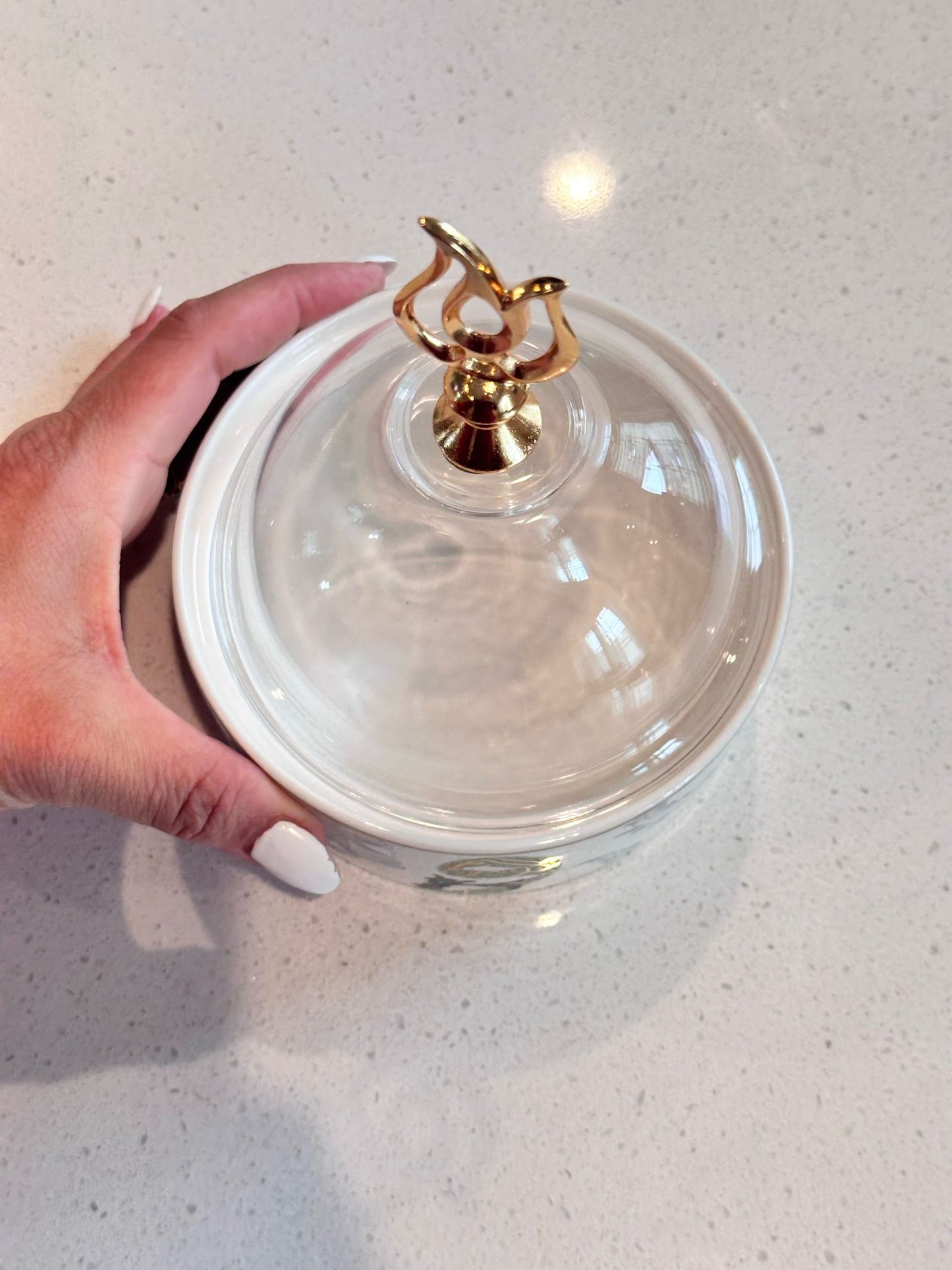 Golden Hostess Serving 5 Inch Porcelain with Acrylic Cover