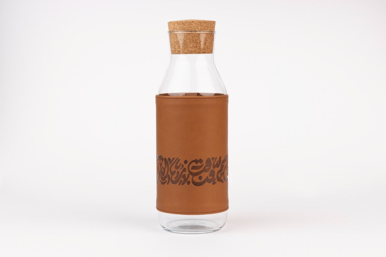 Calligraphy Leather Glass Carafe
