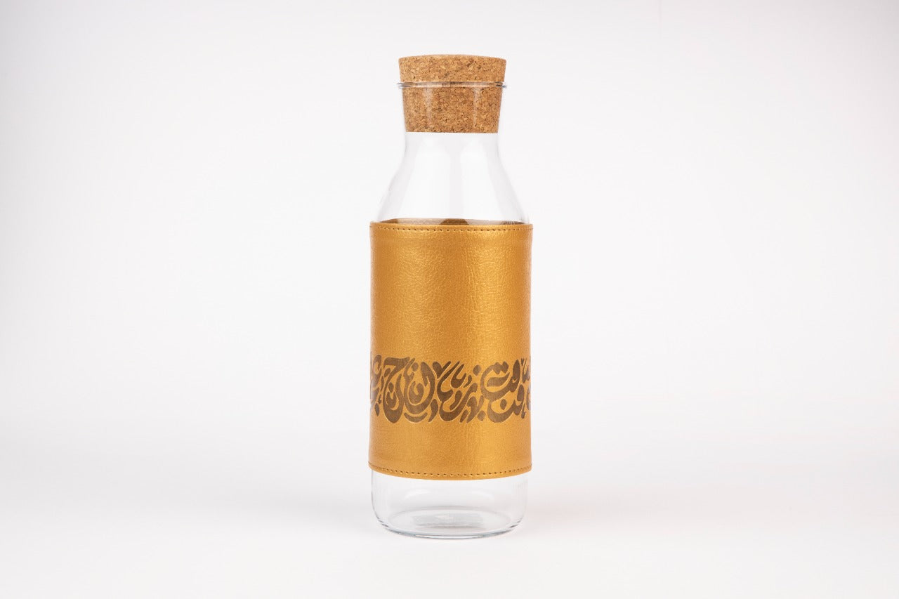 Calligraphy Leather Glass Carafe