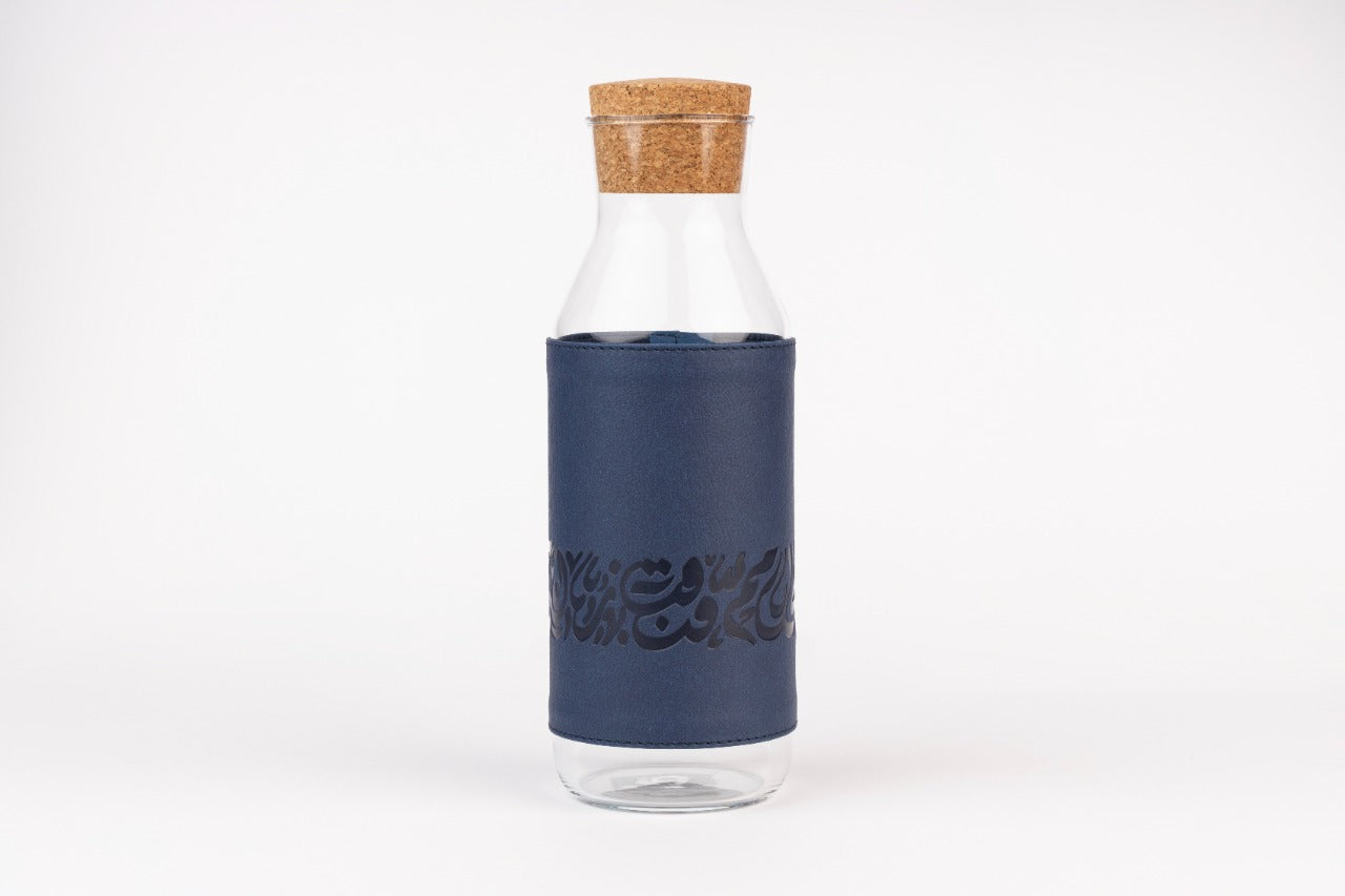 Calligraphy Leather Glass Carafe