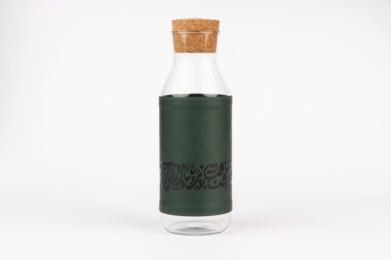 Calligraphy Leather Glass Carafe