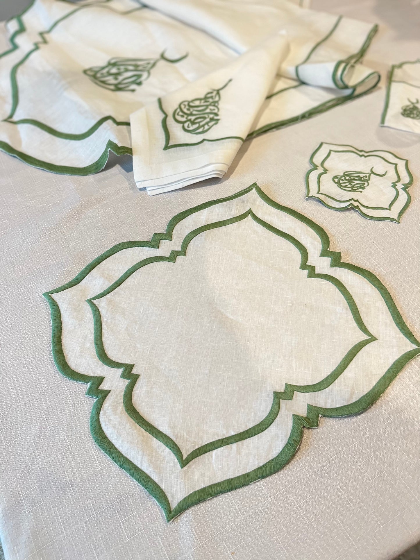 Ramadan Sage Green Linen Placemats- Set of 4