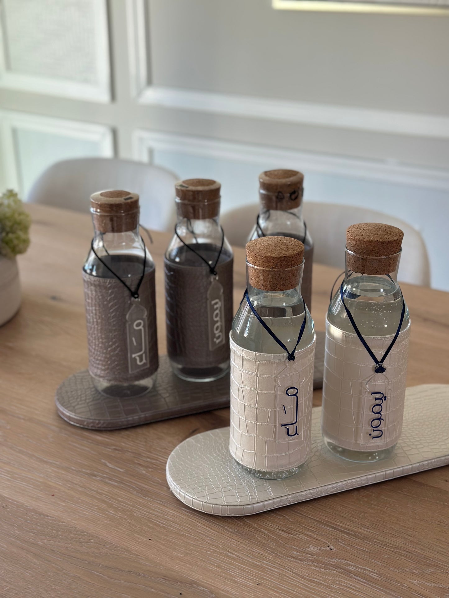 Calligraphy Leather Glass Carafe