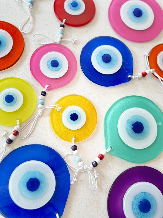 Glass Round Evil Eye