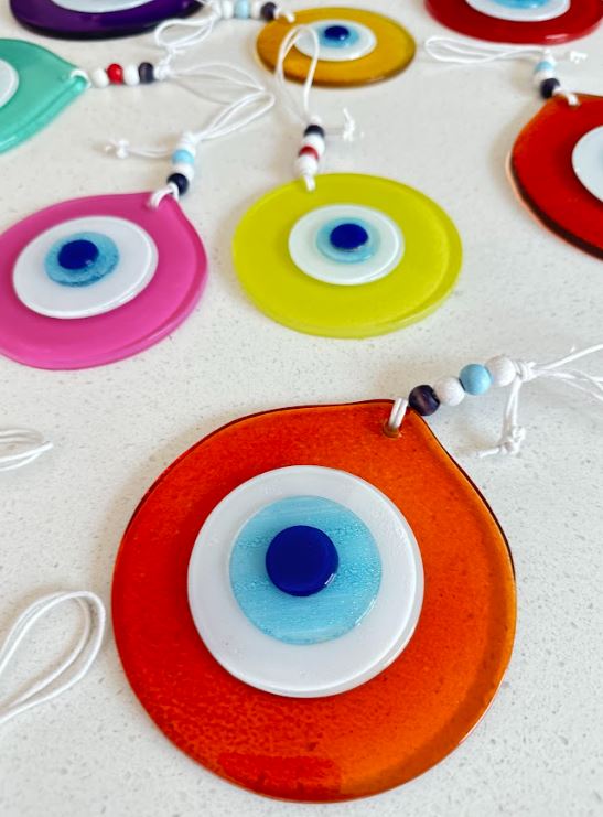 Glass Round Evil Eye