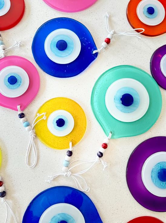 Glass Round Evil Eye