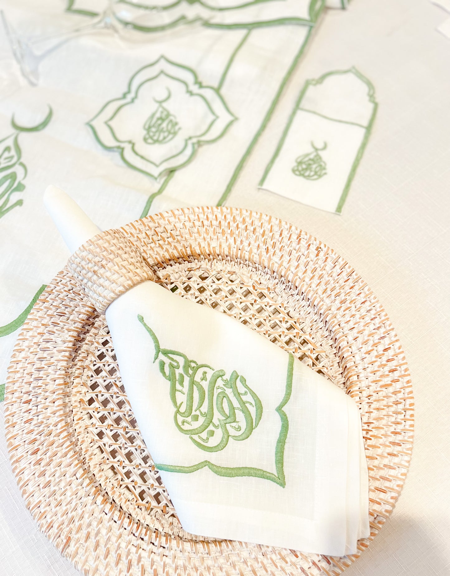 Ramadan Kareem Linen Cutlery Bag - Set of 4