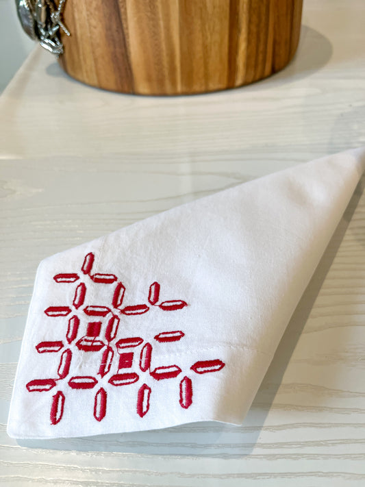 Christmas Red Pattern Napkins - Set of 4