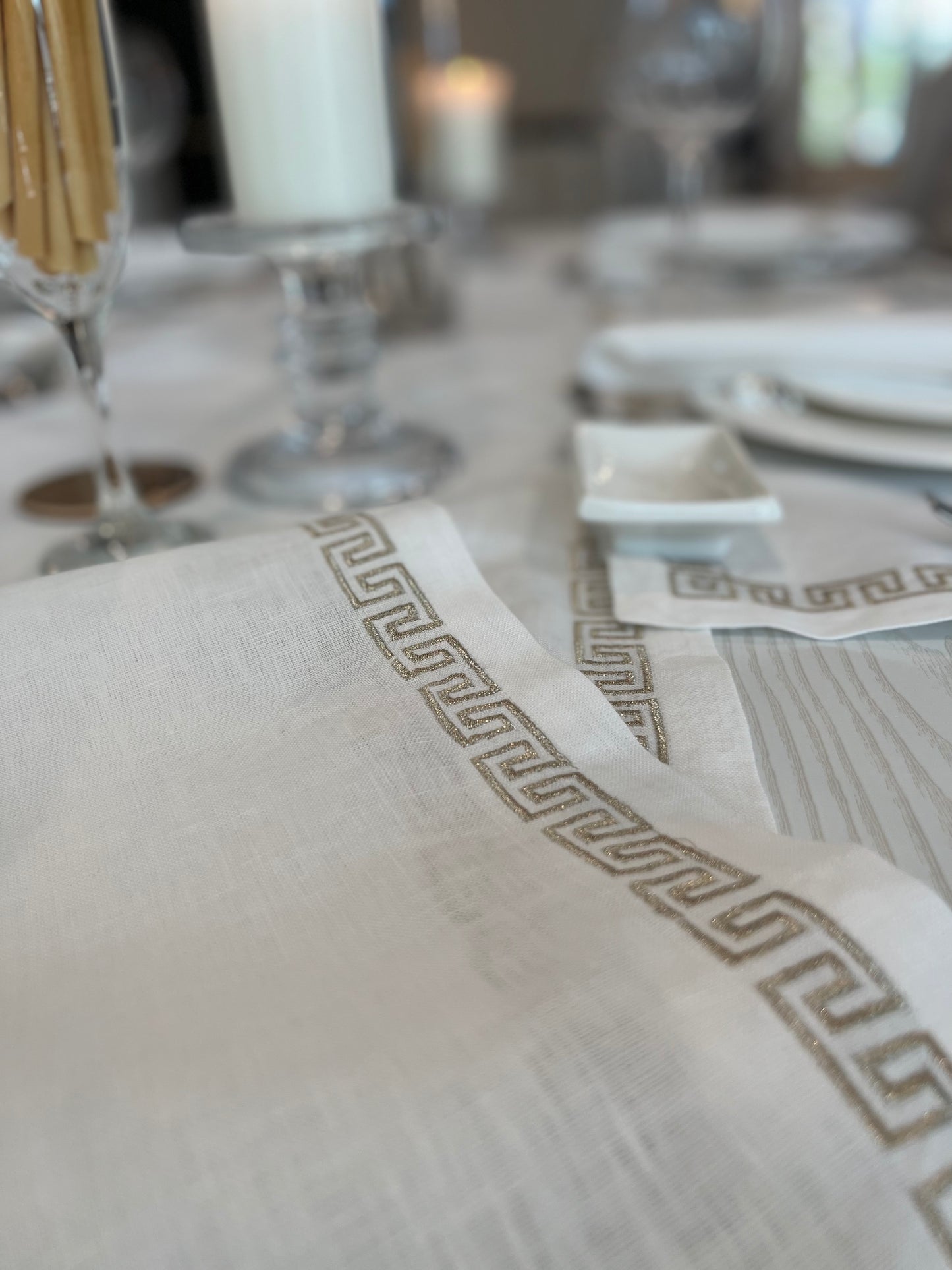 Greek Key Linen Set