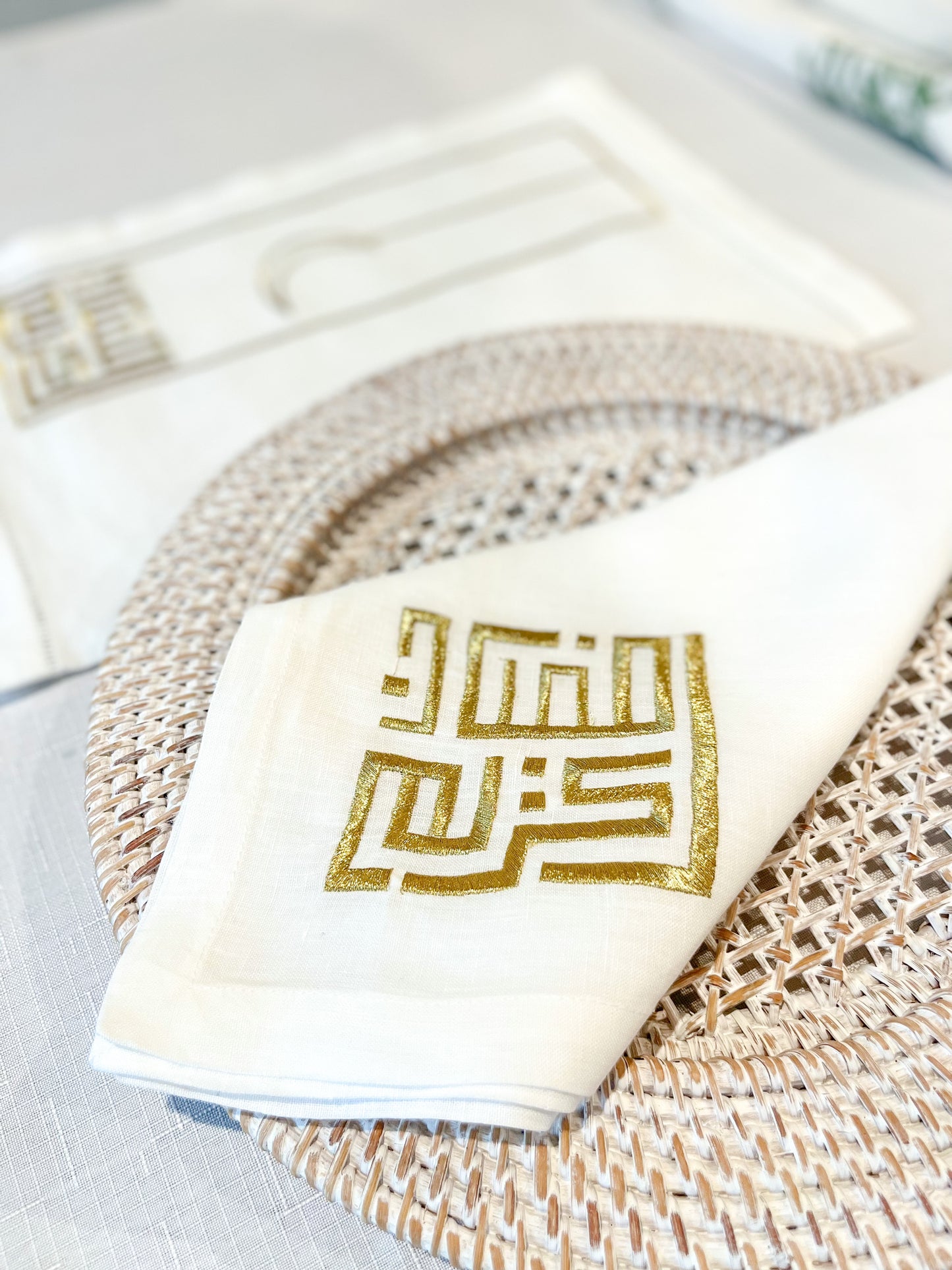 Modern Ramadan Kareem Linen Napkins - Set of 4