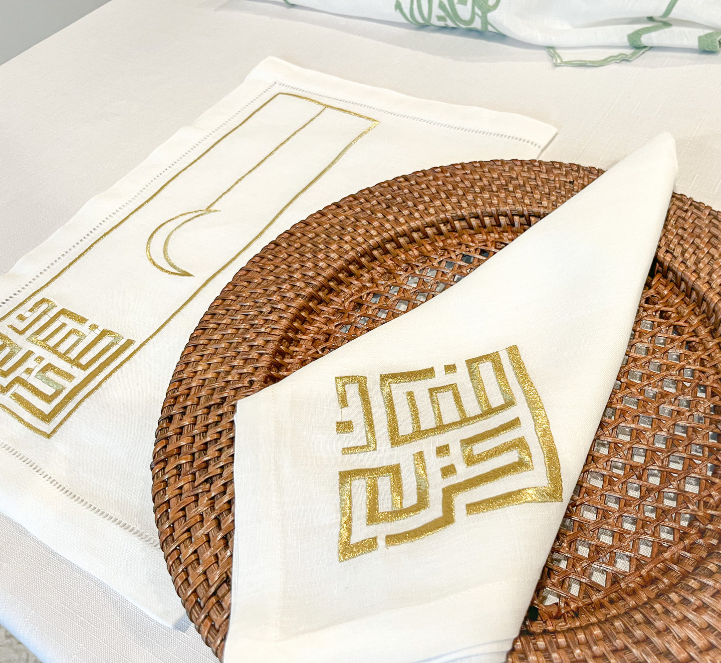 Modern Ramadan Kareem Linen Napkins - Set of 4
