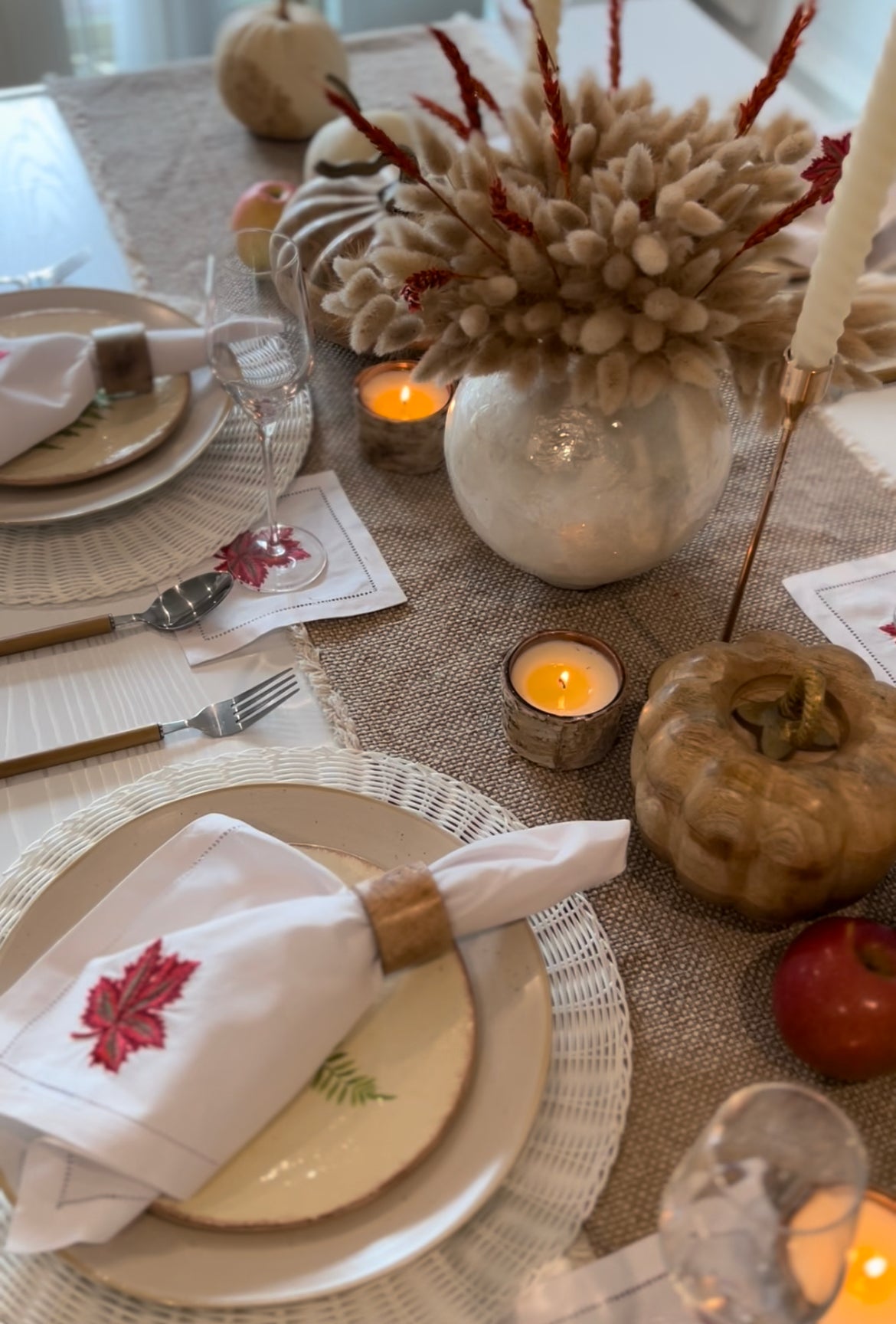 Cocktail Fall Leaf Napkins - Set of 4