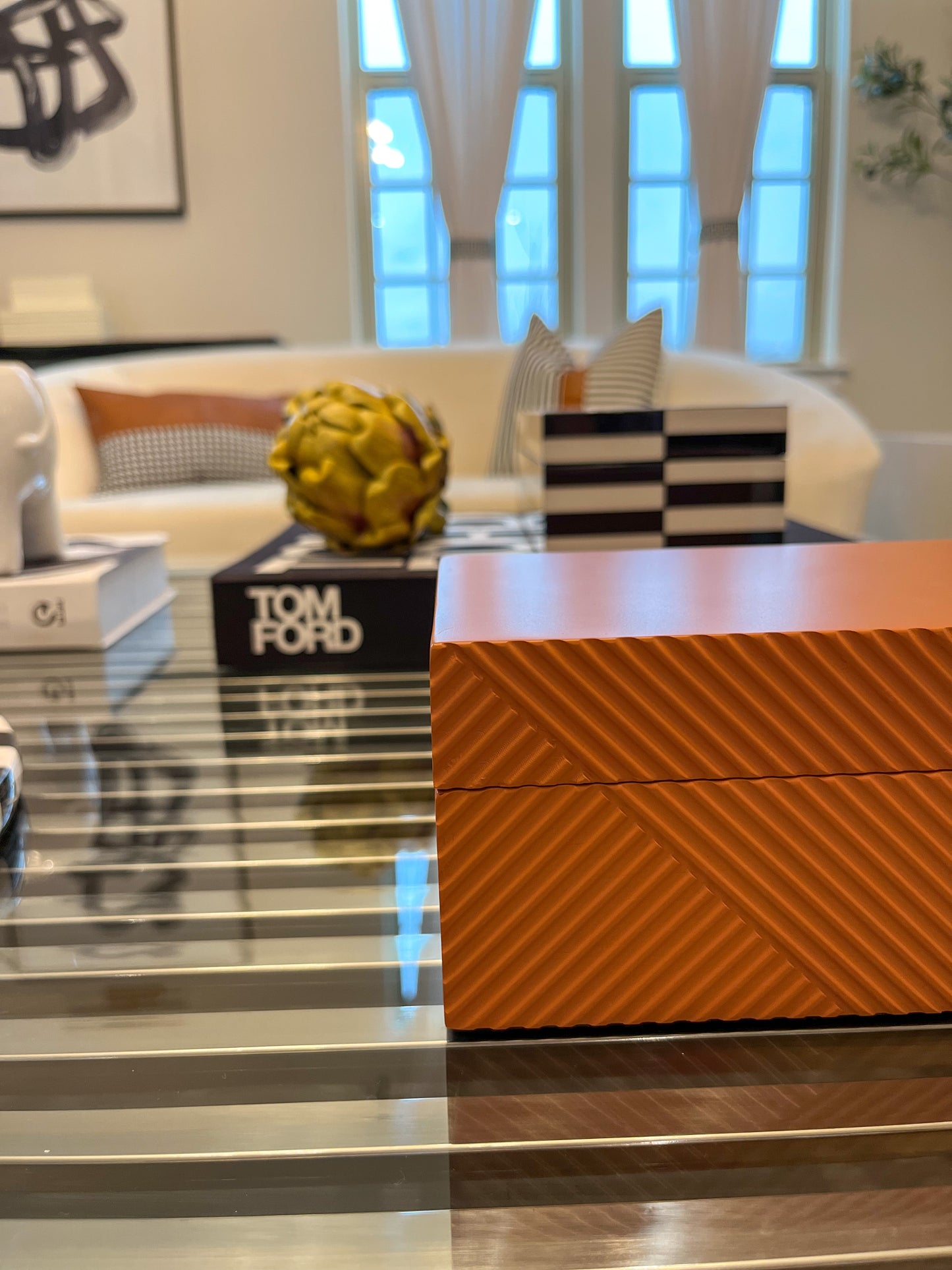 Geo Orange Decorative Storage Box