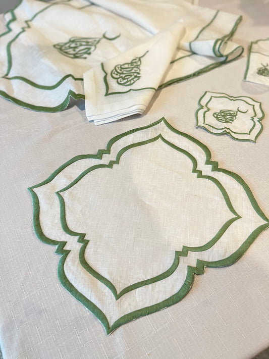 Ramadan Sage Green Linen Placemats- Set of 4