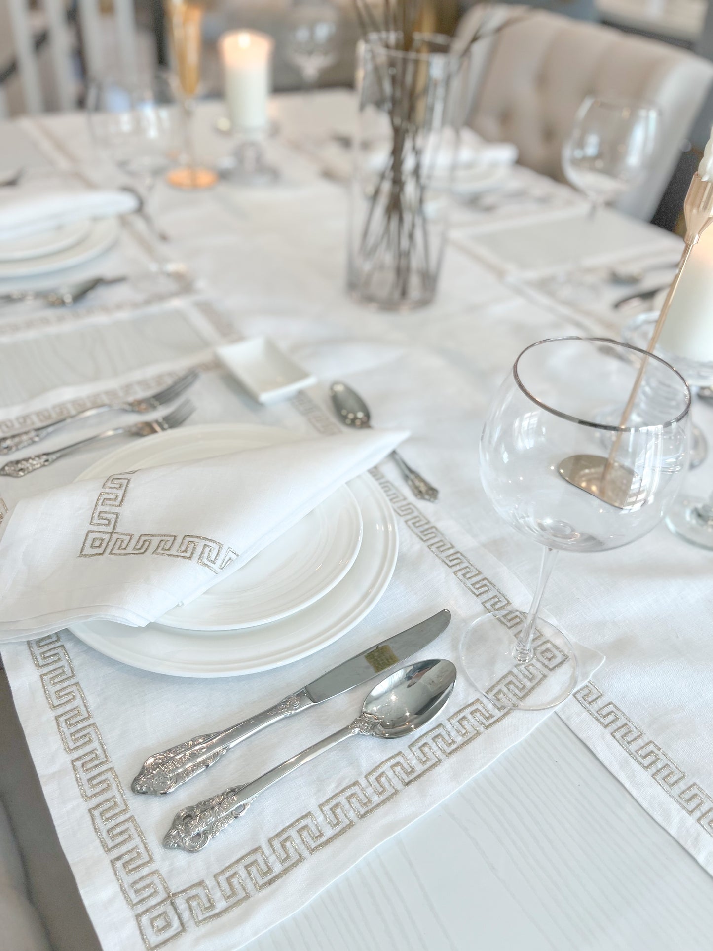 Greek Key Linen Set