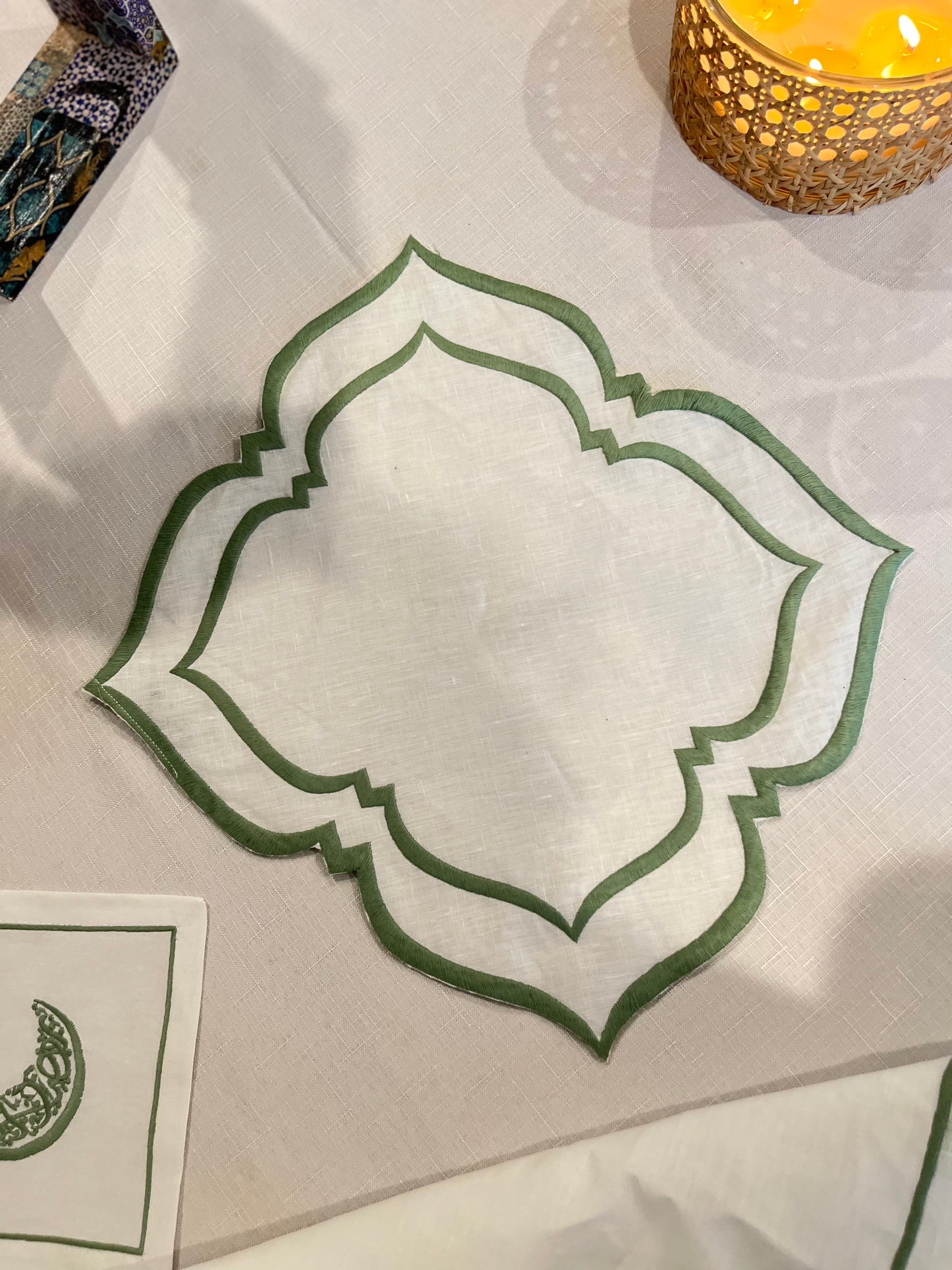 Ramadan Sage Green Linen Placemats- Set of 4