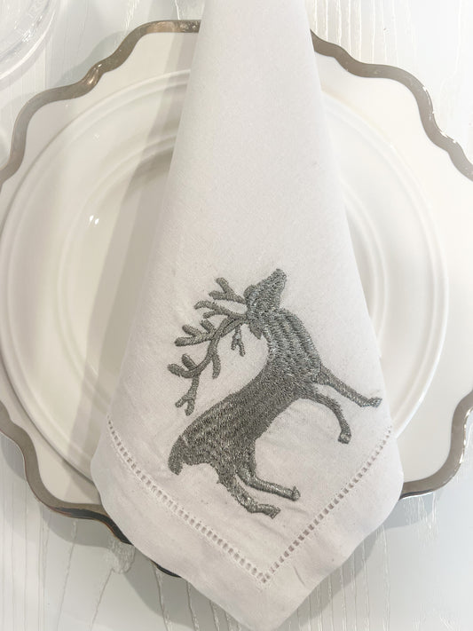 Deer Christmas Napkins - Set of 4