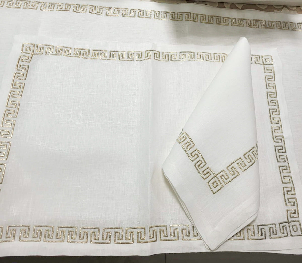 Greek Key Linen Set