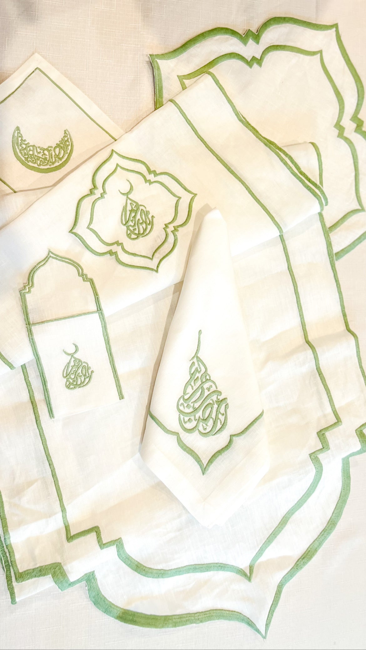 Sage Green Embroidery Ramadan Kareem Linen Set