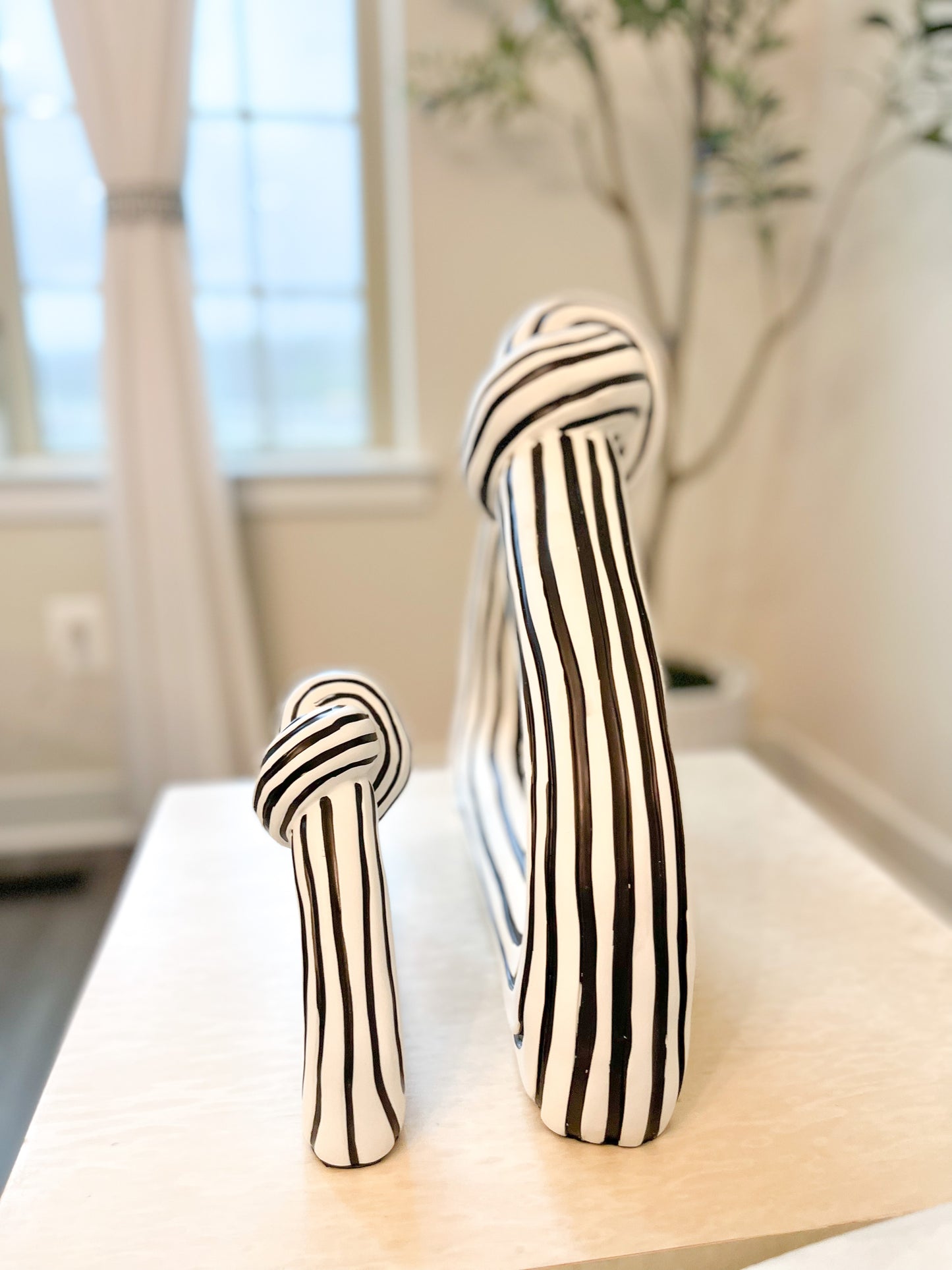 White and Black Knot Sculpture