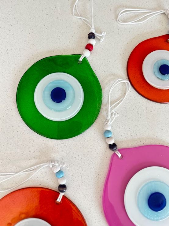 Glass Round Evil Eye