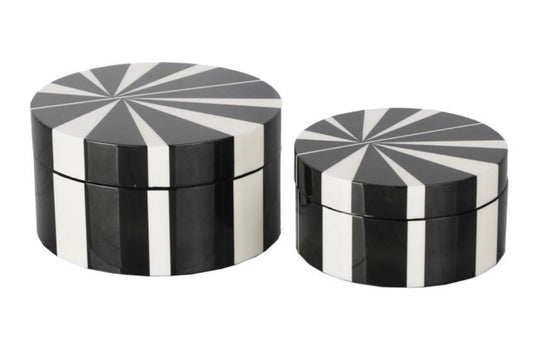 Round Black and White Decorative Storage Box