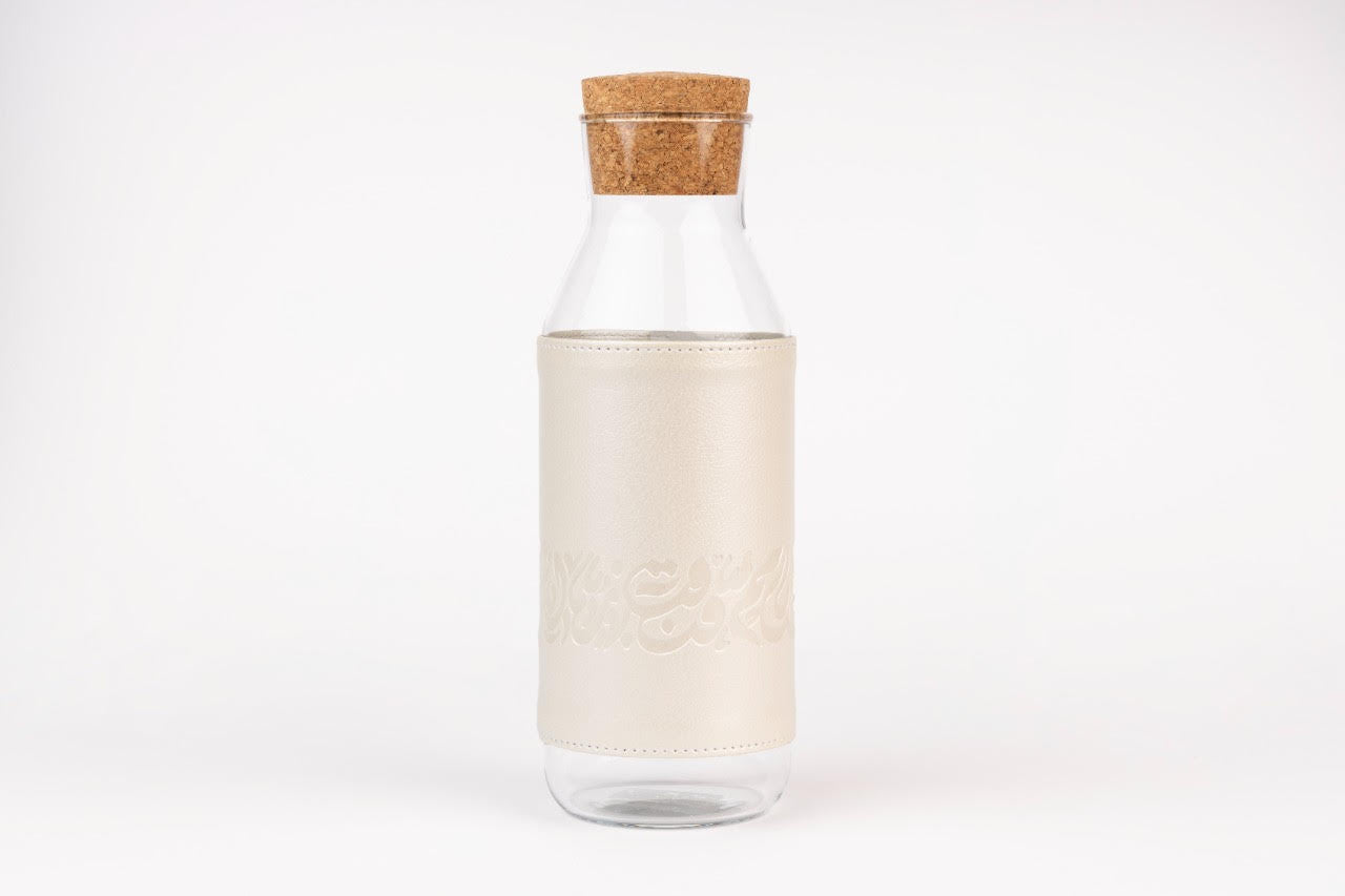 Calligraphy Leather Glass Carafe